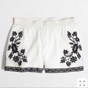 J. Crew Embroidered Shorts White and Black